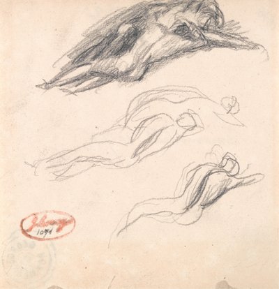 Three Sketches of a Figure Asleep, Probably Adam and Eve by George Romney